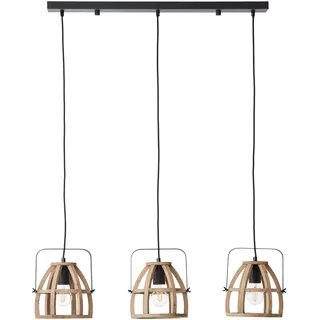 Brilliant Lampe Calley Pendelleuchte 3flg holz dunkel/schwarz Aluminium schwarz 3x A60, E27, 42 W
