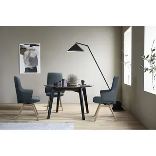 Polsterstuhl STRESSLESS "Laurel", blau (oxford blau paloma, eiche gekalkt), B:58cm H:105cm T:60cm, Leder PALOMA: PALOMA ist ein durchgefärbtes Semianilin-Möbelleder mit natürlicher Narbung., Stühle, Polsterstuhl, High Back mit Armlehne, Größe L, mit schräggestellten Beinen in Eiche