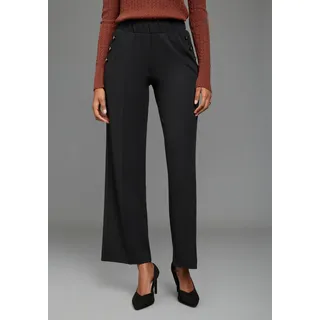 Schlupfhose LAURA SCOTT, Damen, Gr. 32, N-Gr, schwarz, Crêpe, Obermaterial: 96% Polyester, 4% Elasthan, clean, unifarben, Basic, comfort fit knöchellang, Hosen Schlupfhose, weite Beinform, knöchellange Länge, aus Crêpe, auch in größeren Größen, Topseller