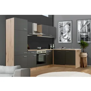 Flex-Well Winkelküche L-Form 280 x 170 cm grau