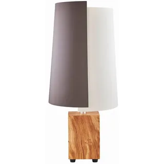 Herzblut Tischleuchte , Braun, Creme , Textil , Asteiche , massiv , 51.5 cm , Kippschalter , Lampen & Leuchten, Innenbeleuchtung, Tischlampen, Tischlampen