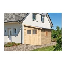 Karibu Holz-Gartenhaus Timsund Natur Pultdach Unbehandelt 235 cm x 265 cm