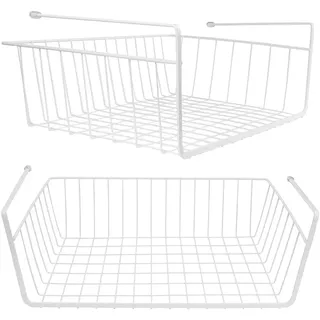 Tebery Regaleinhängekorb Hängekorb Metall 2er Set 30 x 15 x 10 cm weiß