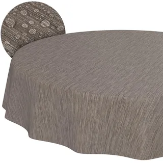 ANRO Wachstuchtischdecke Braun Rund Ø 140 cm Schnittkante