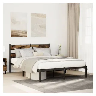 vidaXL Metallbett ohne Matratze Räuchereiche 140x200 cm