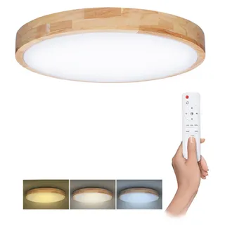 Solight LED-Beleuchtung mit Fernbedienung, Massivholz Eiche, 48 W, 3360 lm, 39 cm, Farbwechsel, dimmbar WO8009