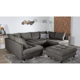 Collection AB Wohnlandschaft Polyester U-Form 3-Sitzer Grau