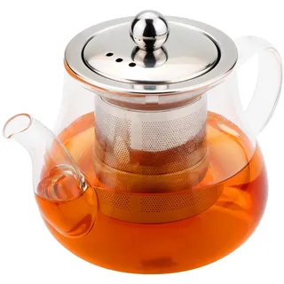 Honneeo Teekanne Glas 800ml Teekannen mit Abnehmbarem Edelstahl Filter Teekanne Ideal für Lose Blatt Tees, Kräuter, Blumen, Obst Tee kochende Blase Tee Taschen (800 ml)