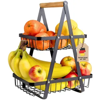 Intirilife Obstkorb Etagere 30/35 cm , Schwarz , Metall , 6.4 cm , lebensmittelecht , Geschirr, Schalen & Schüsseln, Obstschalen