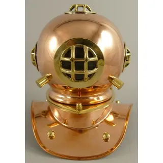 Casa Padrino Antik Stil Deko Taucherhelm Kupfer / Gold 18 x 20 x H. 20 cm - Wohnzimmer Deko - Schreibtisch Deko - Luxus Deko - Deko Accessoires - Kupfer, Gold