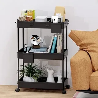 Landhaus-Servierwagen mit Trinktrolley auf Rollen - Sideboard 22 x 61 x 40 cm