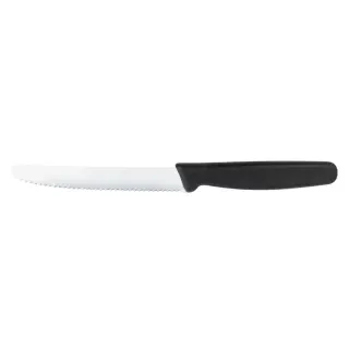 Sanelli Steak- und Tomatenmesser Lario, Klingenlänge 11 cm, Küchenmesser mit Wellenschliff, Farbe: schwarz