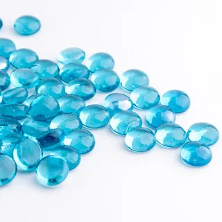 50 Stück Mini Glas Edelsteine,Meerblaue Mancala Steine ​​flacher Boden Marmorperlen für Zuhause dekorative Kunst Handwerk Vase Füllstoff (1.3CM~ 1.8CM)