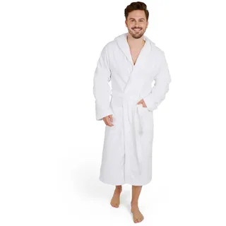 Blumtal Badenmantel Herren XL - kuschelig weicher Bademantel aus 100% Baumwolle mit gefütterter Kapuze, Weiß , Textil , onesize , Heimtextilien, Badtextilien, Bademäntel