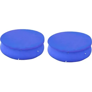 The Living Store Poolabdeckungen 2 Stk. für 360-367 cm Runde Aufstellpools - Blau