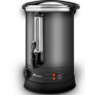 TRESKO® Glühweinkocher Grau 6,8L / 1500W Einkochautomat aus Edelstahl Glühweinkessel Glühweinautomat Heißgetränkeautomat Heißwasserspender