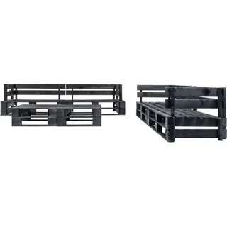 vidaXL 6-tlg. Garten-Lounge-Set aus Paletten Schwarz Holz - Schwarz