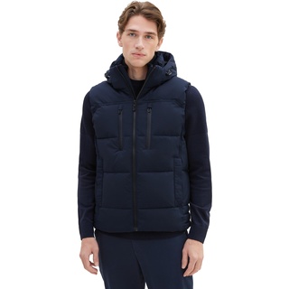 TOM TAILOR Herren 1037355 Puffer Steppweste mit Abnehmbarer Kapuze, 10668-sky Captain Blue, XL