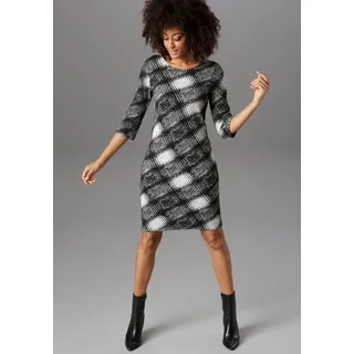 Aniston SELECTED Jerseykleid Shirtkleid Gemustert Schwarz/Weiß/Grau 48