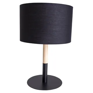 Tischlampe Wohnzimmer Holz Nachttischlampe Schlafzimmer Stoff Schwarz 3184322 - Schwarz