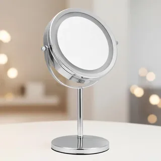 LED 10 fach Kosmetikspiegel Schminkspiegel Makeup Spiegel Badspiegel Rasierspieg - Silber