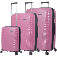 TOTTO - Hartschalenkoffer-Set - Traveler - Deco Rose - Rosa - DREI Koffergrößen - Erweiterbares System - TSA-System - Polyesterfutter, Rosa, TRAVEL