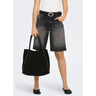 Jeansbermudas ONLY "ONLMATE REG BAGGY LONG SHORTS DNM NOOS", Damen, Gr. S (36), N-Gr, grau (washed schwarz), Denim/Jeans, Obermaterial: 100% Baumwolle, unifarben, kurz, Jeans Jeansbermudas, Baumwolle, Regular Waist