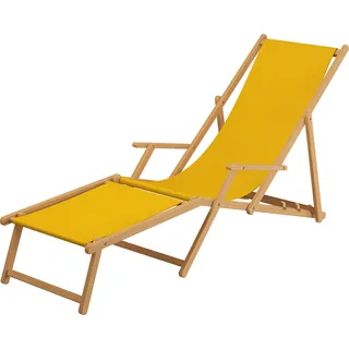 Liegestuhl gelb Strandliege Tisch Sonnenliege Relaxliege Deckchair Buche hell 10-302 N F T KH - Gelb