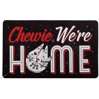 Open Road Brands Disney Star Wars Fußmatte – Chewie We're Home Gummi-Fußmatte mit Millenium Falcon