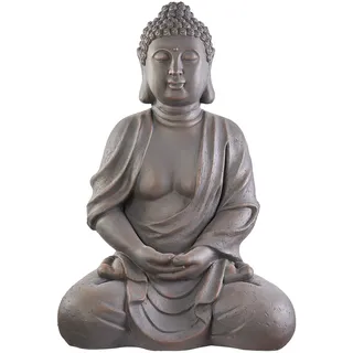 Worldconnection XXXL Großer Buddha 70 cm Garten Deko Figur Skulptur Feng Shui Steinfigur-Optik