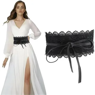 PNPGDYKR Damen gürtel, Damen Taillengürtel, Gürtel Damen Breit, Obi gürtel Damen, Damen Spitze Breite Gürtel, Leder Bowknot Taille Band Kleid Taillengürtel