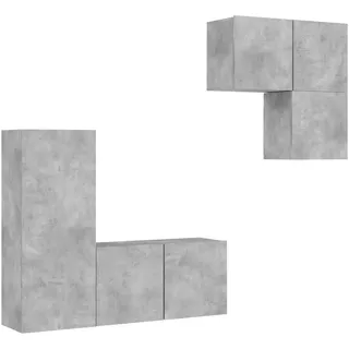 vidaXL 4-tlg. Wohnwand Betongrau Holzwerkstoff - Grau