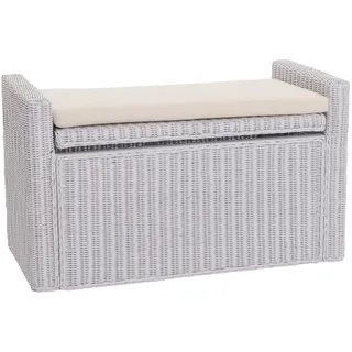 Mendler Sitzbank M92 75 x 4 x 0,4 cm Rattan weiß / weiß
