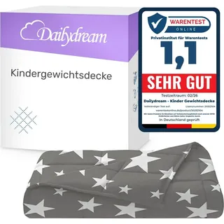 DAILYDREAM Kinder – 90x120 – 2,5 kg – Motiv Sterne – aus 100, Baumwolle | mit Glasperlenfüllung | schwere Decke zum Schlafen | Weighted Blanket | Therapiedecke | Körpergewicht 20-35 kg