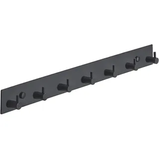 Brute Strength - Garderobenständer - 7 Haken - 46 cm - Edelstahl - Türhaken für Küche, Hakenleiste schwarz, Wandgarderobe, Bad, Wohnzimmer und Flur für Mützen Schals Handtaschen, Handtuchhaken