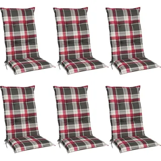 6er Set Beautissu Hochlehner Auflage Sunny 120x50x6cm - bordeaux