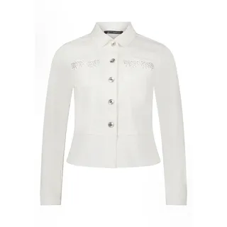 Jackenblazer BETTY BARCLAY "Blazer-Jacke langarm", Damen, Gr. 36, weiß (rohweiß), Obermaterial: 71% Baumwolle CO. 26% Polyester PES. 3% Elasthan EL., Blazer Jackenblazer