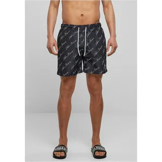 URBAN CLASSICS Pattern Badeshorts Black Script S