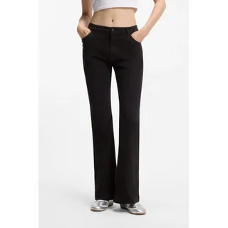 Bootcuthose HUGO BLUE "Hizama", Damen, Gr. 40, N-Gr, schwarz 001, Twill, Obermaterial: 97% Baumwolle, 3% Elasthan, unifarben, ausgestellt lang, Hosen Bootcuthose, mit hohem Bund, Flared Fit