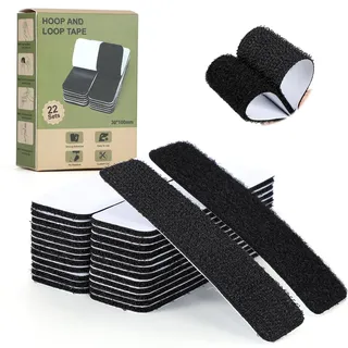 vynyqoo 22 Sätze Klettband Selbstklebend Extra Stark, Langlebig und abnehmbar Doppelseitig Klettband, 30mm Klettverschluss Selbstklebend, für Heimwerker, Büro, Küche, Autodekoration (Schwarz)
