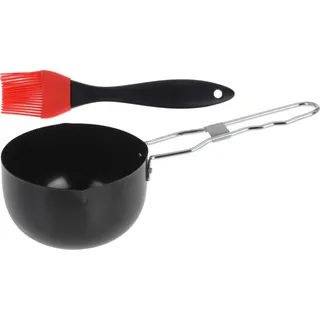 Topf- und Grillbürstenset, Metall/Silikon, 11,5x6,5 cm, schwarz/rot - Schwarz, Rot