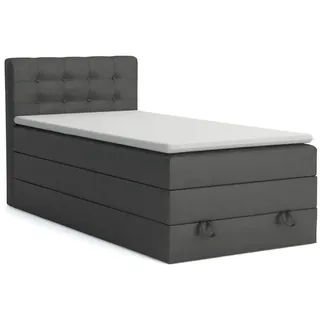 Deine Möbel 24 Boxspringbett Jung 1 100/200 Velours Anthrazit mit Matratzen H3 + H4 , Textil , H3 + H4 , 100x200 cm , Schlafzimmer, Betten, Boxspringbetten