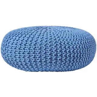 Homescapes Strick-Pouf Textil 70 x 23 x 70 cm Blau