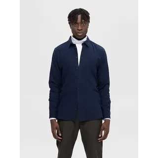SELECTED HOMME Langarmhemd »SLHSLIMOWEN-FLANNEL SHIRT LS NOOS«, blau