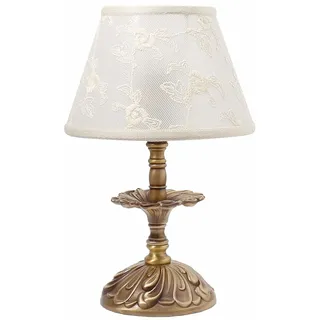 Licht-Erlebnisse Angelica Tischleuchte Messing Stoff E14 bis 60w Nachttischlampe