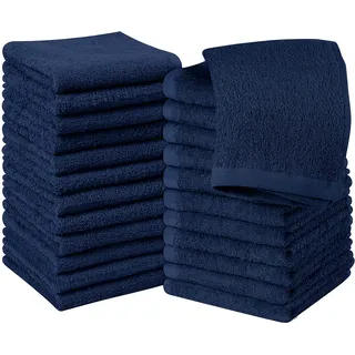 Utopia Towels - 24 Stück Seiftücher, 30x30 cm mit Aufhängeschlaufen, saugfähige Waschlappen zum Abwischen und Reinigen des Gesichts aus 100% Baumwolle (Marineblau)