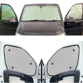 Fensterrollo-Set Kombatibel Mit Mercedes Sprinter (2006-2019)(Frontset) Rückseite einfärben Hellgrau, Reversibel und Thermisch