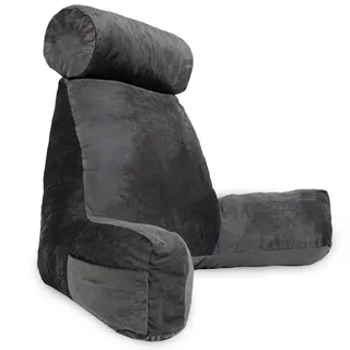 bananair – Lesekissen für Bett und Sofa aus Samt – Abnehmbare, Maschinenwaschbare Hülle – Weich & Komfortabel, Rückenstütze mit Armlehnen & Ergonomischer Sitzfläche (Grau)