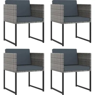 vidaXL 9-tlg. Garten-Essgruppe mit Kissen Poly Rattan Grau - Grau