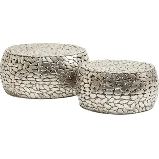 Kare DESIGN Couchtisch Pebbles 82976 2er Set Metall Silber